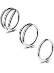 OUFER Body Piercing 3pcs Helix Piercing Ring Hoop 16G Tragus Earring 316L Stainless Lip Labret Ring Rook Snug Conch Septum Piercing Jewellery