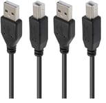 APM Câble d'imprimante 1,8 mètre, cordon USB 2.0 USB-A vers USB-B, Compatible Imprimante HP, Epson, Canon, Lexmark, Brother, Scanner, Disque Dur, Ordinateur, Coloris Noir, 570300 (Lot de 2)