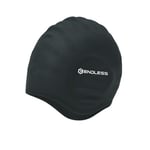 Endless EL1023 Comfortable Silicon Swimming Cap with Ergonomic Ear Pockets | Black | Material : Silicon | Fully Elastic Waterproof Cap for Long and Short Hair with Thicker Edge | for Women and Men