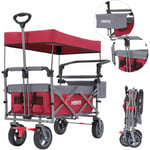 AREBOS Chariot de Transport Pliable de qualité supérieure avec Toit Chariot de Transport Pliable Jusqu'à 100 kg Frein Avant et arrière