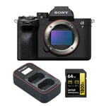 Sony Alpha A7 Mark IV corps+Lexar 64go carte mémoire professionnelle 1800x UHS-II SDXC+Kingma Sony NP-FZ100 LCD double chargeur USB