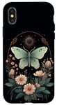 Coque pour iPhone X/XS Esthétique Sorcière Luna Moth Fleur Floral Papillon Lune