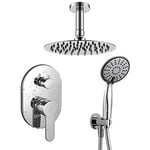 Kibath 436351 Robinet mitigeur encastrable Val Sortie plafond Finition ronde chrome brillant. Comprend un support avec prise d'eau, flexible en PVC argenté, bras de douche et pulvérisateur extra plat.