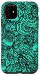 Coque pour iPhone 11 Imprimé cachemire - Motif art zen - Bleu turquoise