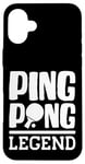 Coque pour iPhone 16 Plus Ping Pong Legend Tenue avec raquette de tennis de table