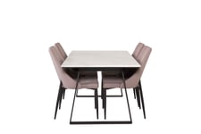 Venture Design Estelle & Leone matgrupp Vit/grå 4 st stolar & bord 140 x 90 cm