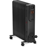 TROTEC Radiateur à bain d'huile TRH 25 E - Puissance de chauffage 1000 W / 1500 W / 2500 W - Radiateur électrique, 11 éléments, avec télécommande, couleur noir