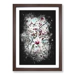 Big Box Art Pink Magnolia Blossom Tree Paint Splash Framed Wall Art Picture Print Ready to Hang, Walnut A2 (62 x 45 cm)