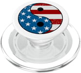 Drapeau américain Yin et Yang rouge, blanc et bleu avec étoiles PopSockets PopGrip pour MagSafe