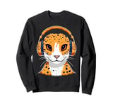 Leopard Gecko with Headphones Music Funny Sweatshirt