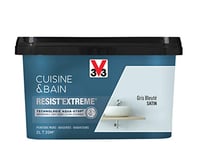 V33 Peinture multi-supports monocouche Cuisine & Bain Resist'Extrême® Satin, Gris bleuté, 2L