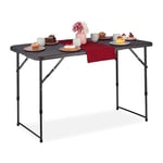 Relaxdays Table de Camping Pliante, HLP: 53,5x120x60 cm, Plastique & Acier, résistante aux intempéries, Grise