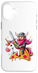 Coque pour iPhone 16 Plus Viking Et Licorne Sur Pizza Garçons Filles Hommes Femmes Enfants Adultes