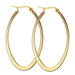 Caimeytie Oval Hoop Earrings for women Stainless Steel Gold plated girls gift valentines present