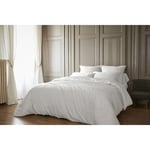 Pack Housse de couette 260 x 240 cm bambou de satin 120 fils Salomé + Drap housse 160 x 200 cm Blanc