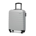 WITTCHEN Valise de Voyage Bagage à Main Valise Cabine Valise Rigide en ABS avec 4 roulettes pivotantes Serrure à Combinaison Poignée télescopique Groove Line Taille S Gris