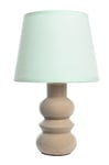 fisura. - Lampe de chevet en céramique. Lampe de table moderne beige et menthe. Petite lampe de table en céramique. Prise européenne. Hauteur: 32 cm.