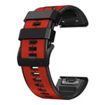 Urrem til Garmin Fenix 5X/6X/7X - Silikone - 26 mm - Rød/Sort