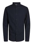 JACK & JONES Men's Jprccmaze Linen Shirt L/S Button Down Long Sleeve, Night Sky/fit: Comfort fit, M