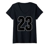 Womens Big #23 Jersey Number 23 Uniform Biggest Fan Favorite Player V-Neck T-Shirt