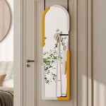 Lvifur Miroir sur Pied, 120 x 37 cm Grand Miroir Mural Chambre pour Porte Chambre à Coucher Salon Salle de Bain Dressing (Blanc Orange Cambre)