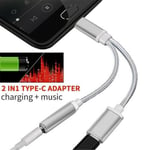 Charger Earphone Adapter Type C to 3.5 mm USB C Audio Cable 2 in 1 Converter