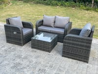 PE Rattan Garden Furniture Set Adjustable Chair Sofa Double Love Seat 2 Seater Sofa Square Coffee Table