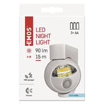 EMOS P3311 Veilleuse LED avec détecteur de mouvement, capteur crépusculaire et interrupteur, 90 lumens, rotation à 360°, portée 10 m, portée d'éclairage 15 m, éclairage d'orientation pour escalier, couloir, intérieur, 3 W, blanc