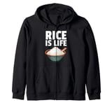 Cute Rice Design For Men Women White Food Cooker Rice Lover Zip Hoodie