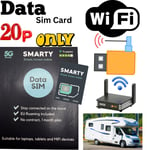 £0.20p Only NEW Smarty Sim Card Pay As You Go for UK WiFi Router, Unlimited DATA