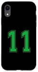 Coque pour iPhone XR Vert Numéro 11 Équipe Junior Sports Uniforme Numéroté