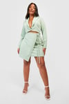 Plus Oversized Cropped Blazer And Skirt Set