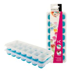 koala Spain Lot de 2 bacs à glaçons pour 14 glaçons de 4,5 x 2,9 cm, moule en silicone avec couvercle, couleur bleue