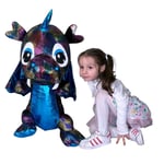 Géant Peluche Dragon Draco Bleu 70 CM Avec Ailes Assis Glitter Enfants Garçons