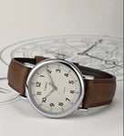 Timex Watch Mens Gents Standard Cream Dial Brown Leather Strap TW2V27800 RRP £80