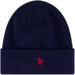 Concept One Unisex's U.s. Polo Assn. Beanie Hat, Knit Winter Cap with Black Sherpa Lining, Navy, One Size