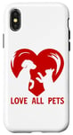 Coque pour iPhone X/XS T-shirt Love All Pets Animals Are Friends Too pour homme et femme