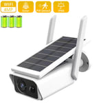 Camera de Surveillance exterieure solaire IP WiFi HD 4MP Etanche IP66 Dispositif de securite sans fil PIR avec batterie 4000mAh