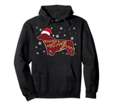 Corgi Buffalo Plaid Lights Santa Hat Snowflakes Christmas Pullover Hoodie