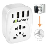 LENCENT EU Euro Europe Travel Plug Adapter 4 USB for UK to Germany France Spain