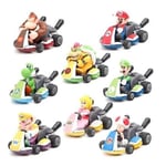 8 kpl Super Mario Kart Vetoauto Luigi Toad Bowser Prinsessafiguuri Lasten Lelu