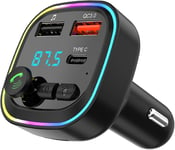 Bluetooth 5.3 FM Transmitter for Car, Bluetooth Car Adapter, QC3.0 & PD 20W Fast