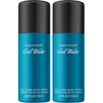 2-Pack Davidoff Cool Water Man All Over Body Spray 150ml, 150ml