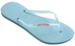 Havaianas Femme Slim Glitter Flourish Tongs, Bleu Nautical Blue, 33/34 EU