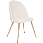 Atmosphera Créateur D'intérieur - Chaise Slano pieds imitation hêtre bouclette blanc