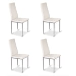 Designetsamaison - Lot de 4 chaises salle à manger blanches - Lena