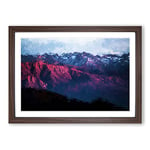 Big Box Art Purple Light Upon Mountain Tops in Abstract Framed Wall Art Picture Print Ready to Hang, Walnut A2 (62 x 45 cm)