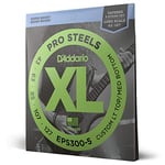 D'Addario XL ProSteels Bass Guitar Strings - EPS300-5 - 5 String - Long Scale - Custom Light Top/Medium Bottom Tapered, 43-127