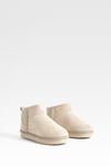 Womens Embroidered Detail Ultra Mini Cosy Boots - Beige - 3, Beige