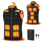 Rrtizan Heated Vest for Mens and Womens with Power Bank, Heated Gilet with 3 Temperature Levels and 15 Heat Sheets, Sleeveless Electric Heated Jacket, Washable Heated Body Warmer for Outdoor，0085-XXL